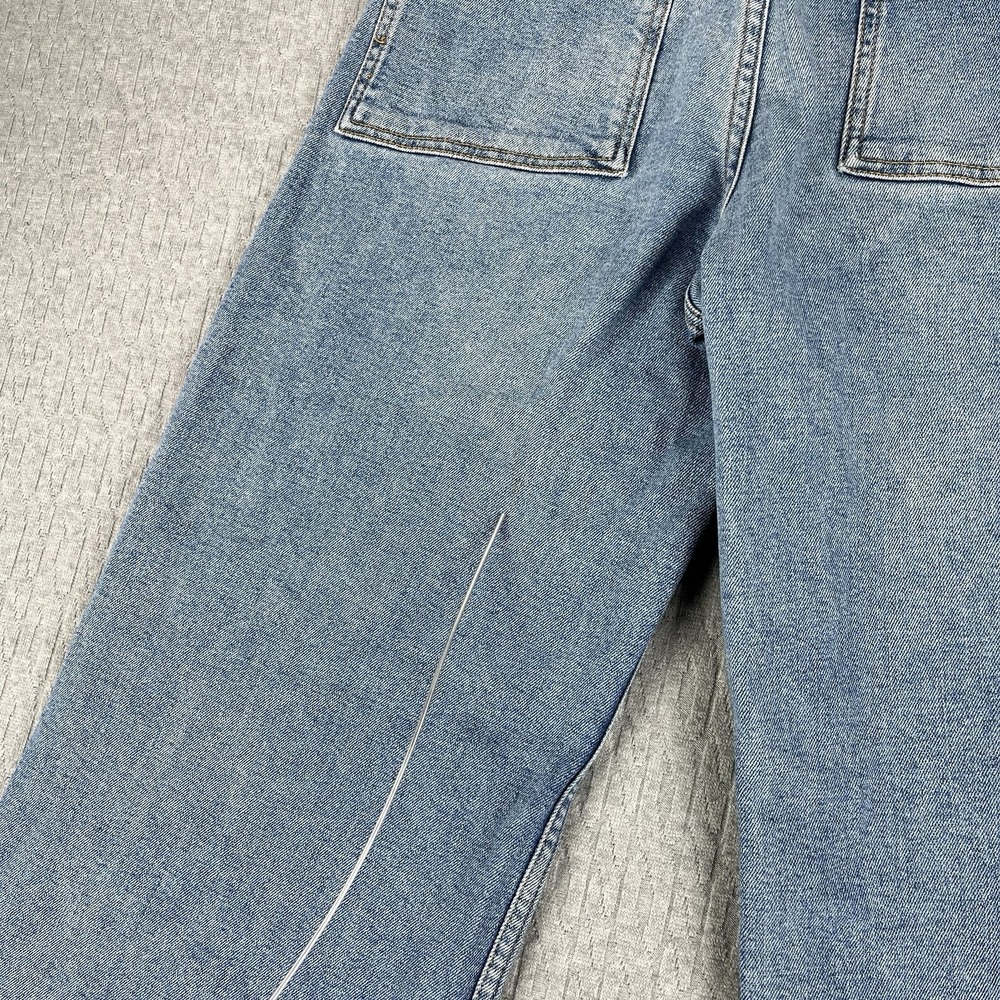 Zara Y2K 90s baggy Wide Leg High-Rise‎ Jeans Women 6/26X30 light wash Raw Hem - Picture 9 of 12